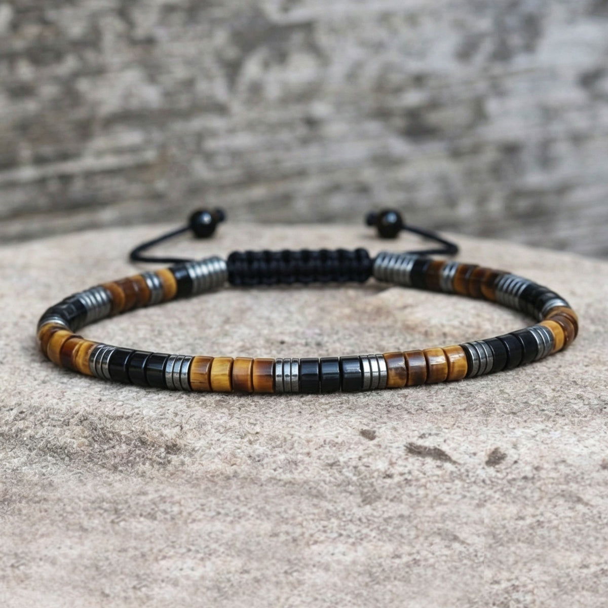 Braided Triple Protection Tiger Eye Hematite Onyx Adjustable Women Men Bracelet