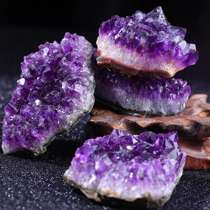 Natural Amethyst Crystal Cluster Specimens Healing Reiki Home Table Car Ornament