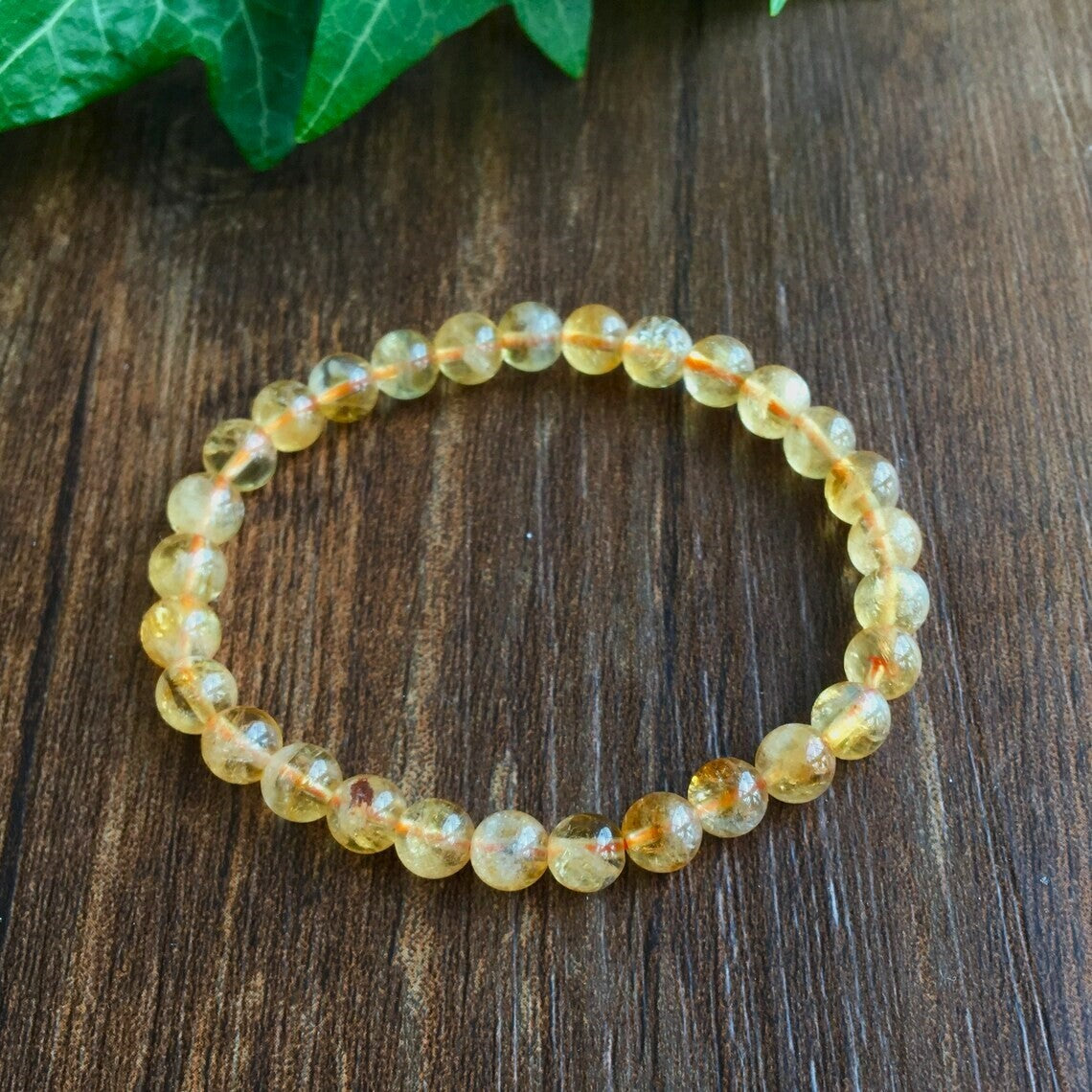Citrine Yellow Stone 6mm Beads Healing Protection Money Attracts Women Bracelet