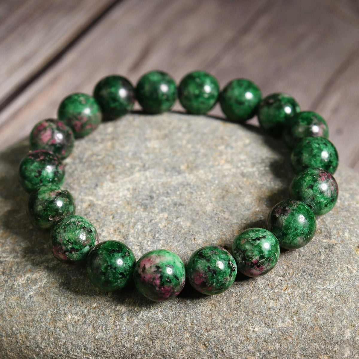Natural Gemstone Ruby in Zoisite 8mm Beaded Healing Chakra Yoga Bracelet Gift