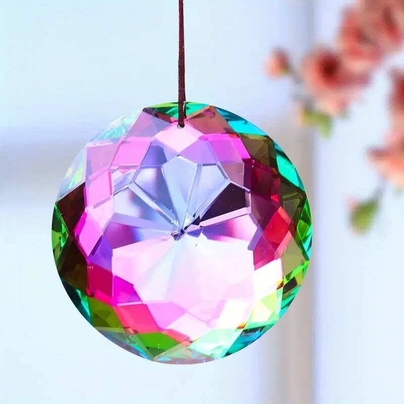 3D Suncatcher Round Pendant Crystal Shine Maker Window Hanging Prism Decor Gifts