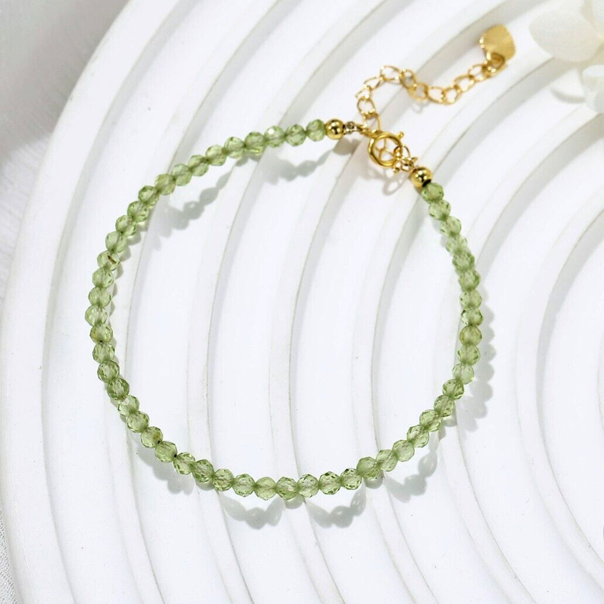 Natural Peridot Gemstone Bead Healing Reiki Minimalist Spiritual Women Bracelet