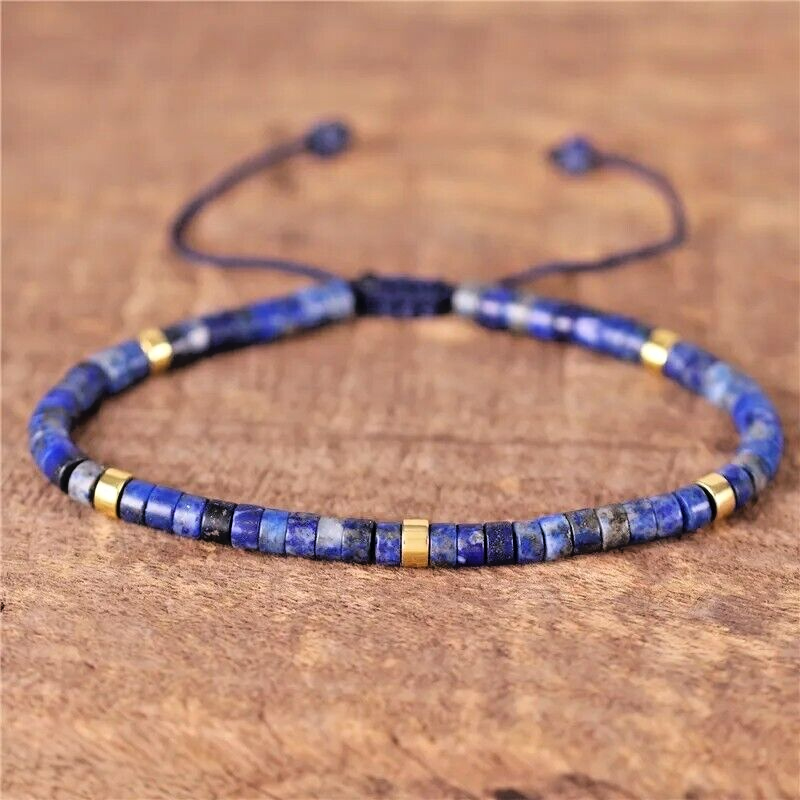 Lapis Lazuli Bead Healing Empath Protection Dainty Minimalist Women Men Bracelet