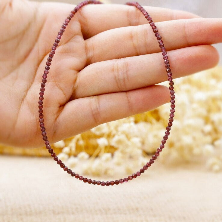 Red Garnet Beaded Choker Healing Dainty Women Crystal Summer Boho Necklace Gift