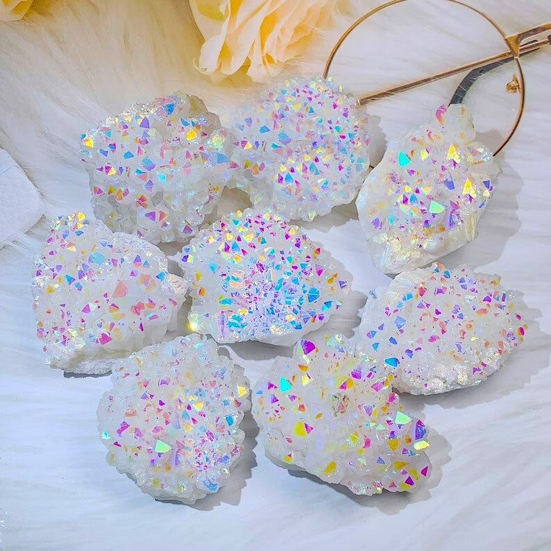 Angel Aura Quartz Crystal Cluster Healing Reiki Home Office Car Decor Ornament