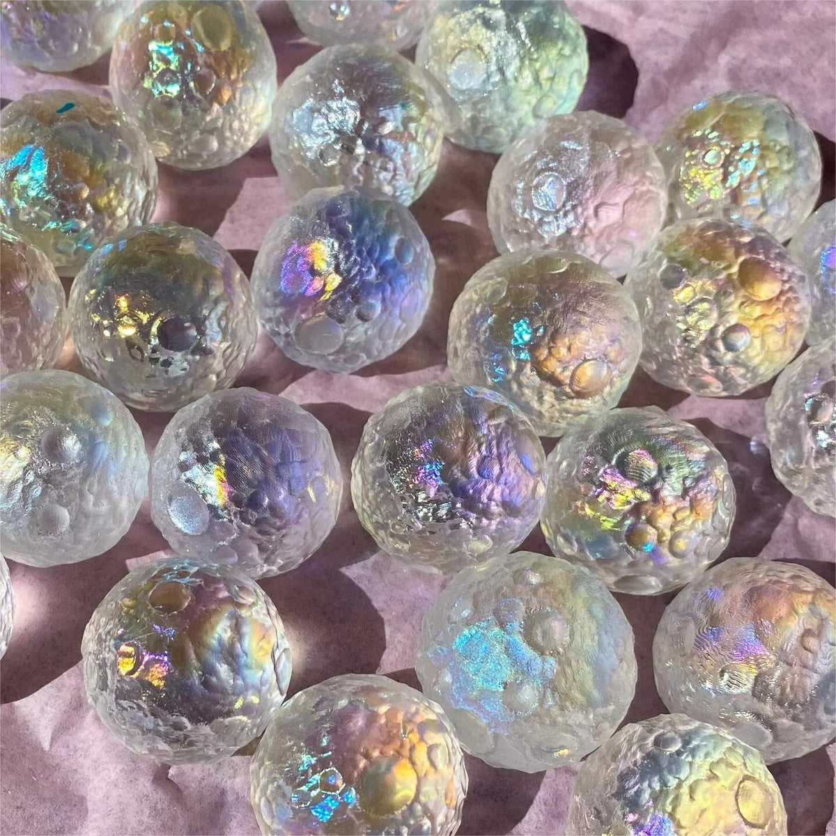 Angel Aura Quartz Full Moon Healing Crystal Carving Sphere Home Car Decor Gifts