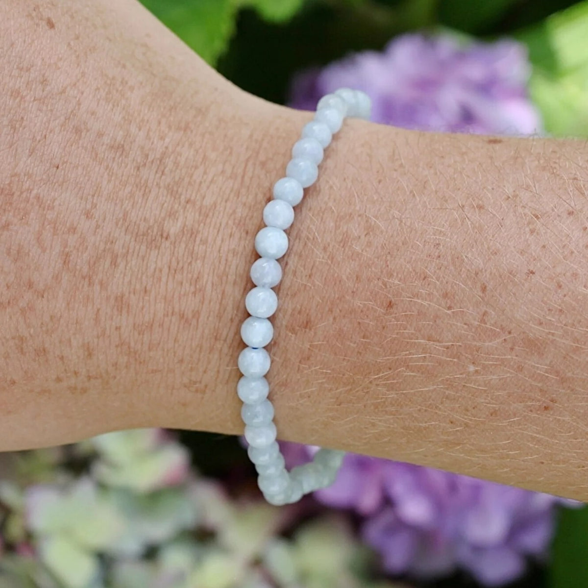 Aquamarine Blue Crystal 4mm Beads Healing Balance Stretch Women Bracelet Gifts