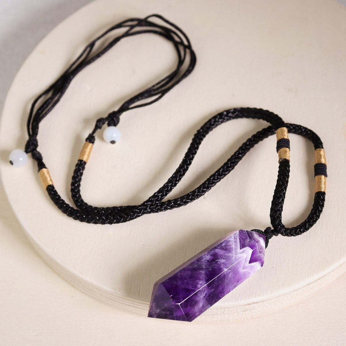 Amethyst Crystal Hexagonal Point Pendant Healing Chakra Women Men Necklace Gifts
