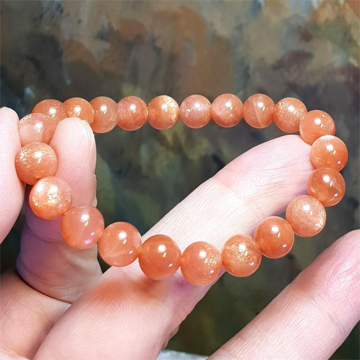 Orange Moonstone Natural Sunstone 7mm Beads Healing Balance Reiki Women Bracelet