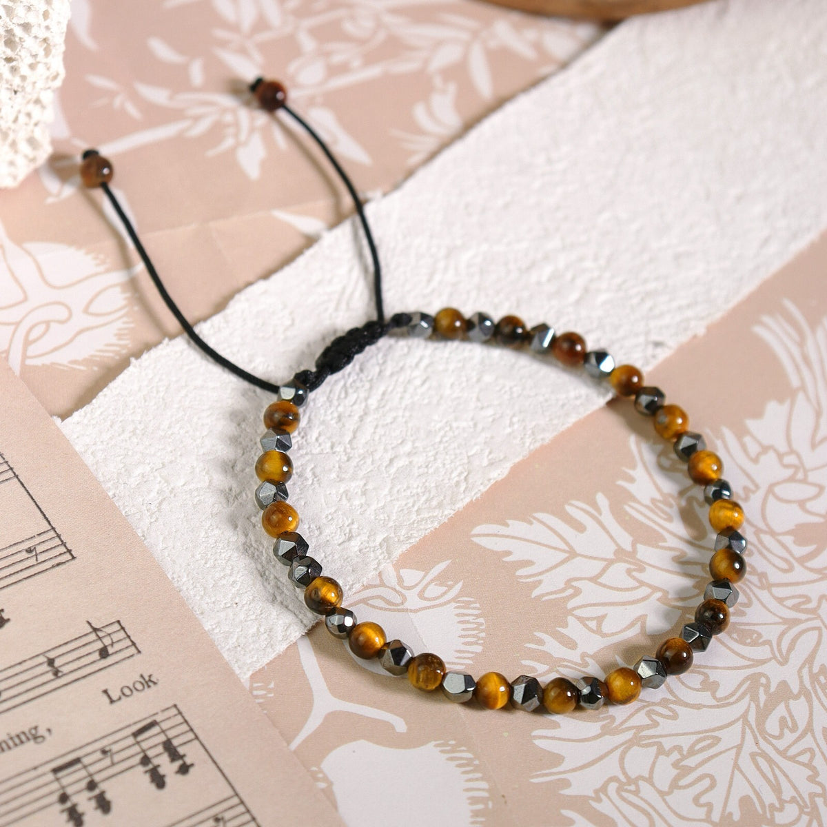 Hematite Tiger's Eye Beads Healing Triple Protection Strength Women Men Bracelet