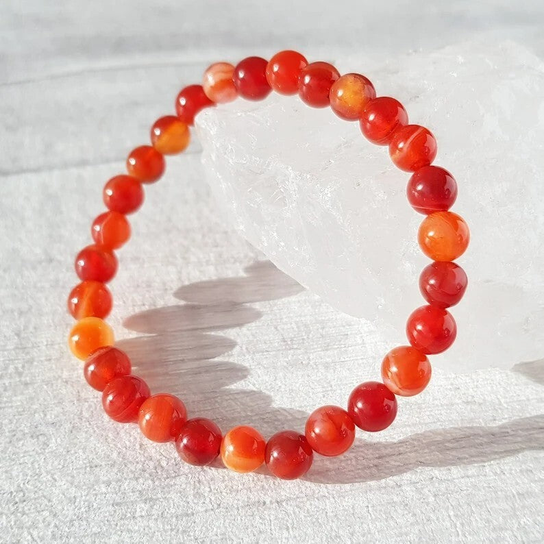 Red Carnelian 8mm Round Beads Healing Calming Gemstone Mala Bracelet Xmas Gift