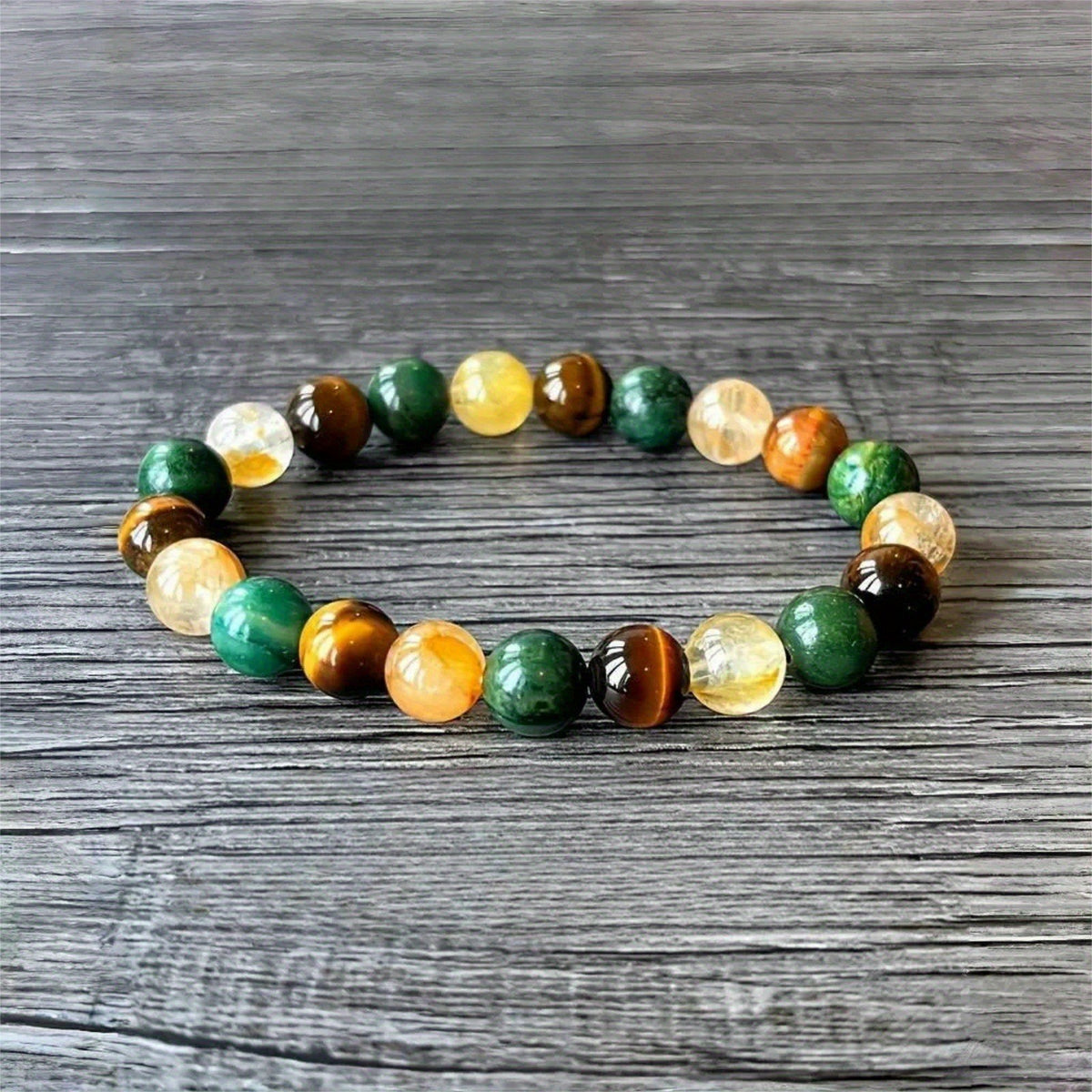 Tiger Eye Green Aventurine Citrine Beads 8mm Stretch Lucky Healing Bracelet Gift