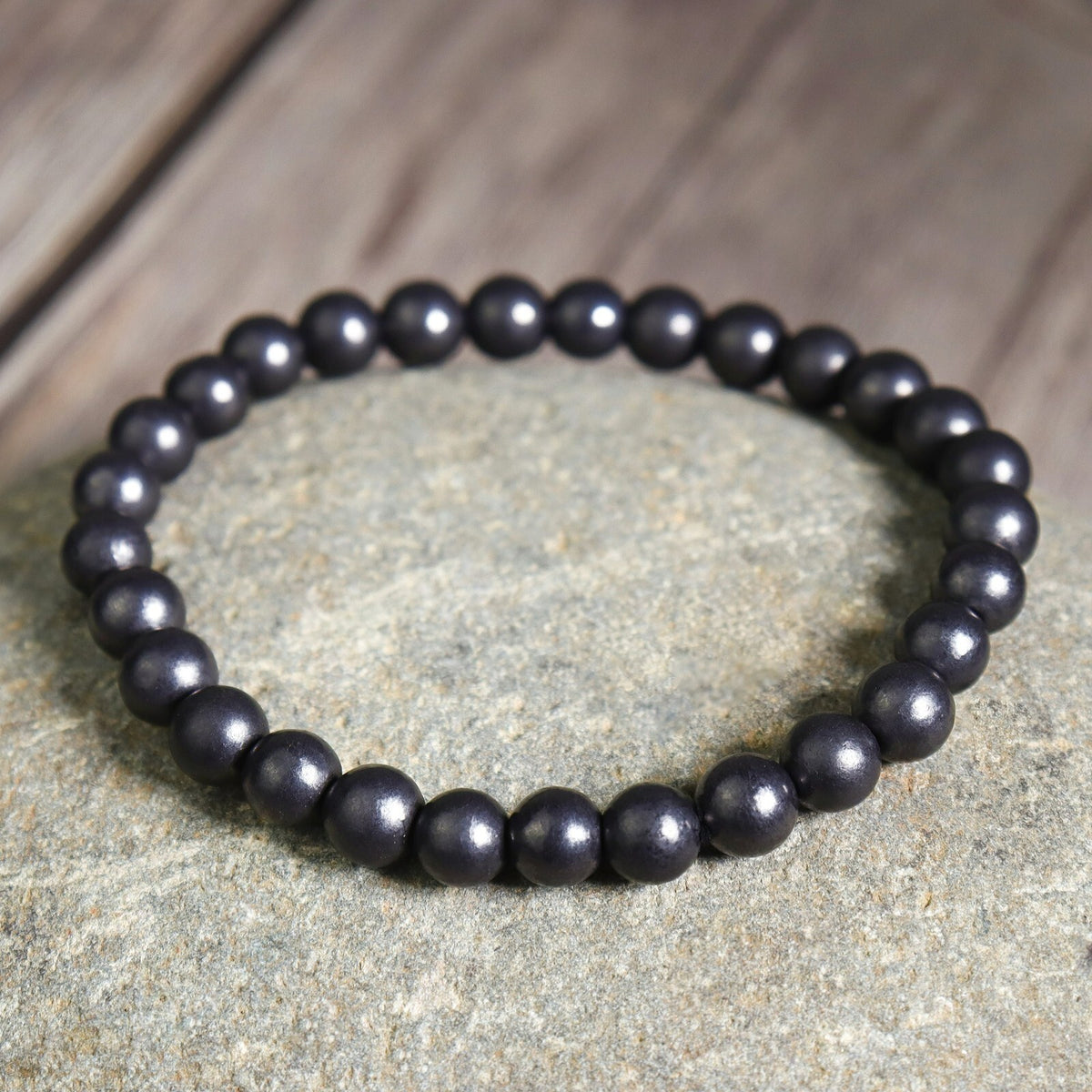 Natural Shungite 6mm Beads Healing Women Men EMF Protection Bracelet Gift