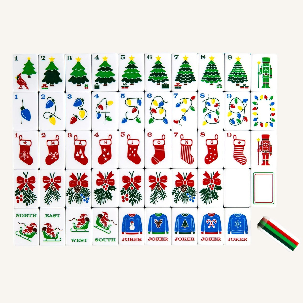 5‑Layer Christmas Themed American Mahjong Set, 160 Acrylic Tiles + Free Bag