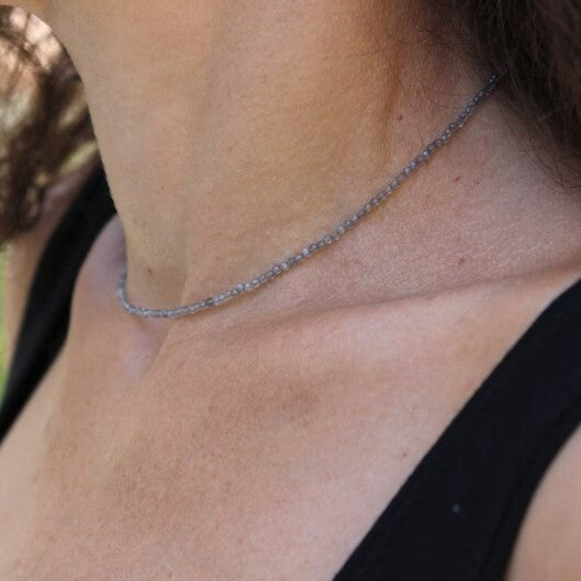 Labradorite Beaded Choker Healing Reiki Dainty Women Boho Crystal Necklace Gifts