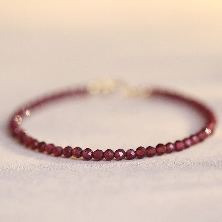 Natural Red Garnet Beads Healing Emotional Balance Women Dainty Crystal Bracelet