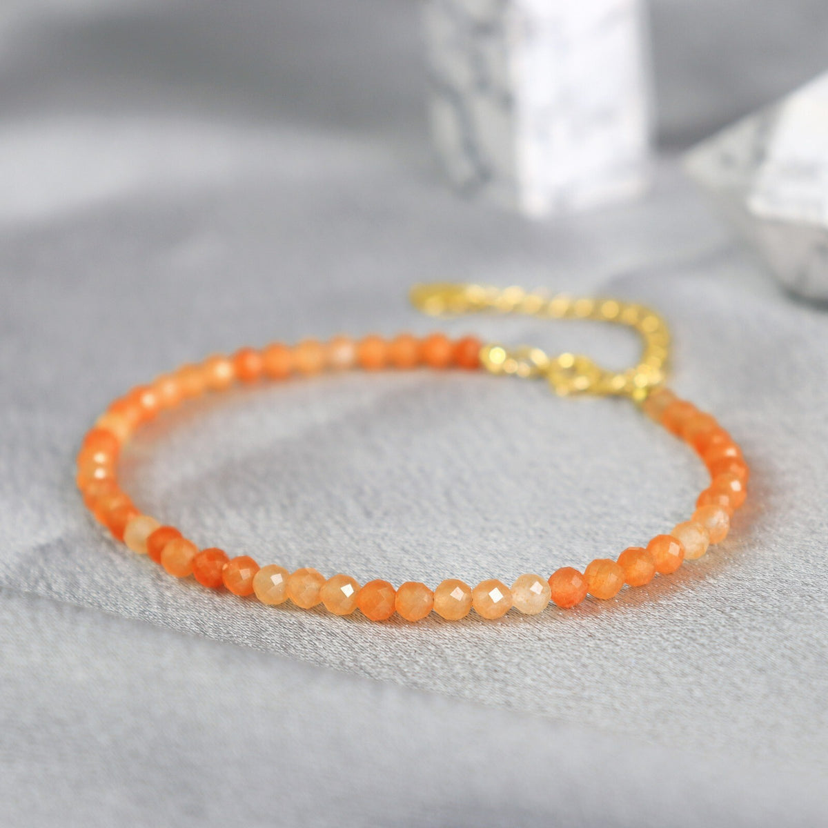 Red Aventurine 3mm Bead Healing Balance Minimalist Women Dainty Bracelet Gifts