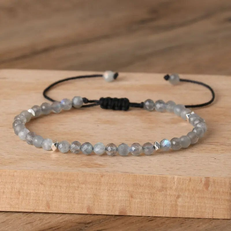 Labradorite Gemstone Beads Healing Reiki Dainty Minimalist Women Bracelet Gifts