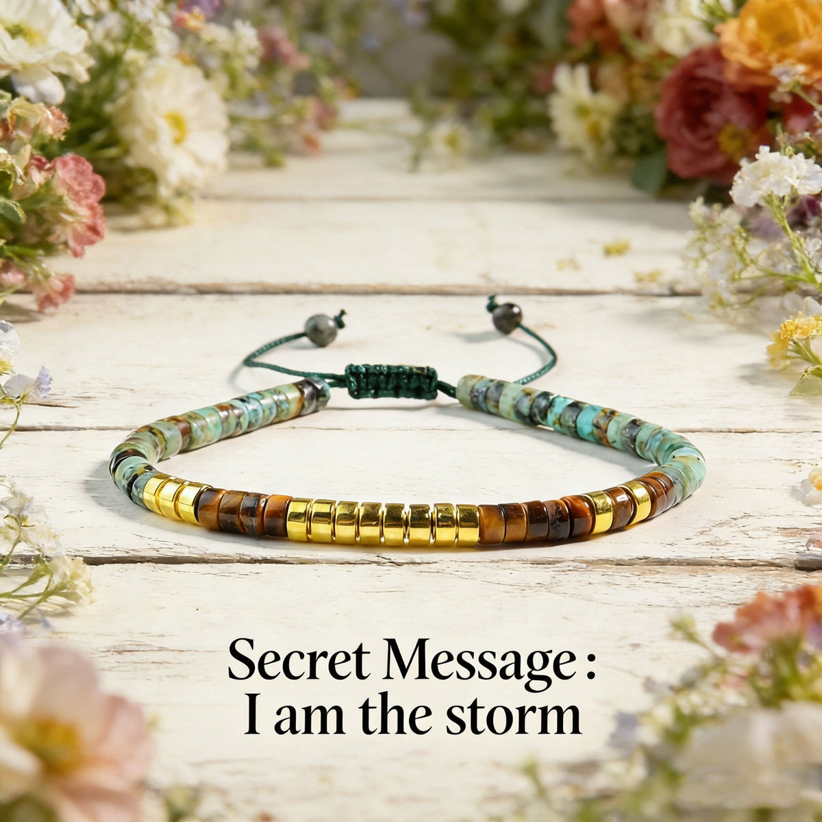 Morse Code Healing African Turquoise Bracelet for Women Men Hidden Message