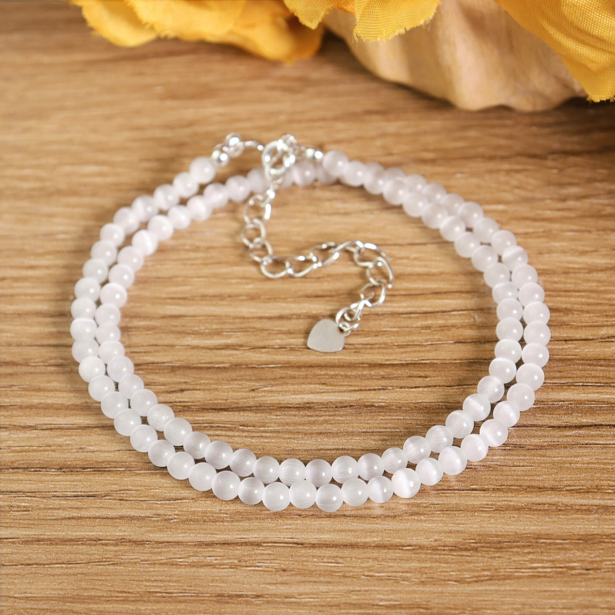 4mm Selenite Beaded Choker Healing Grounding Dainty Women Necklace Gift for her