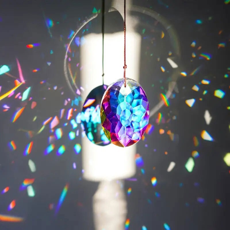 3D Suncatcher Round Pendant Crystal Shine Maker Window Hanging Prism Decor Gifts