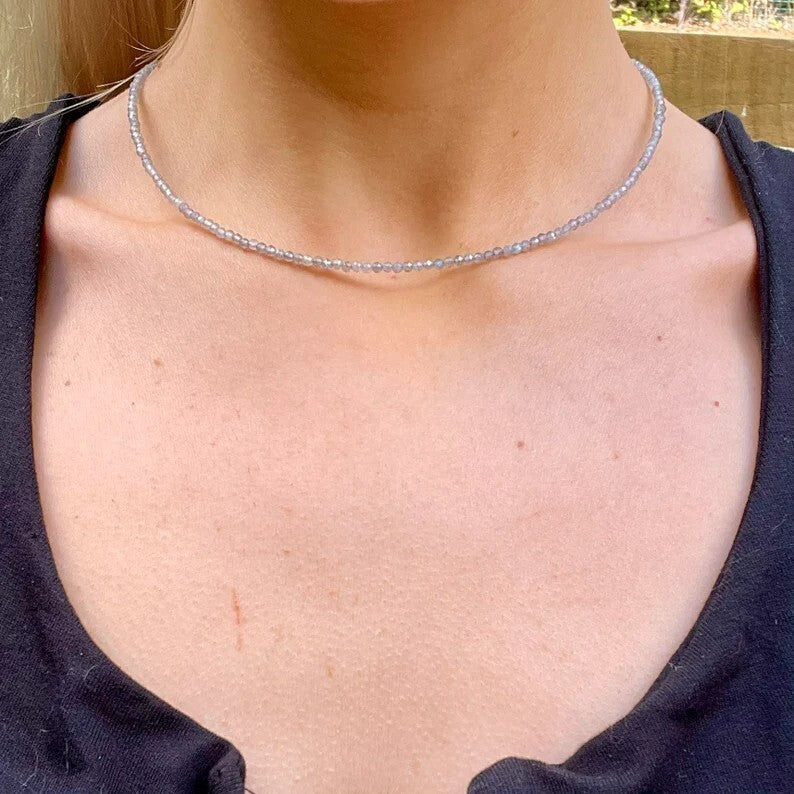 Labradorite Beaded Choker Healing Reiki Dainty Women Boho Crystal Necklace Gifts