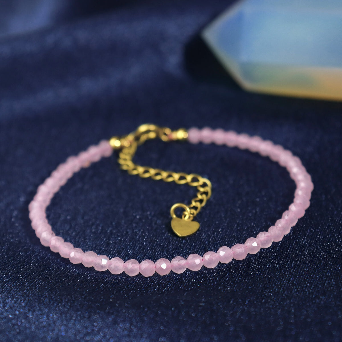 Rose Quartz Beads Gemstone Healing Protection Anxiety Relief Women Bracelet Gift