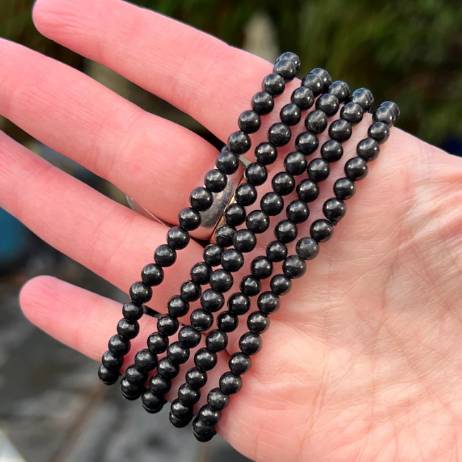 Shungite bracelet 4 mm beads gemstone bracelet Healing EMF Protection Bracelet