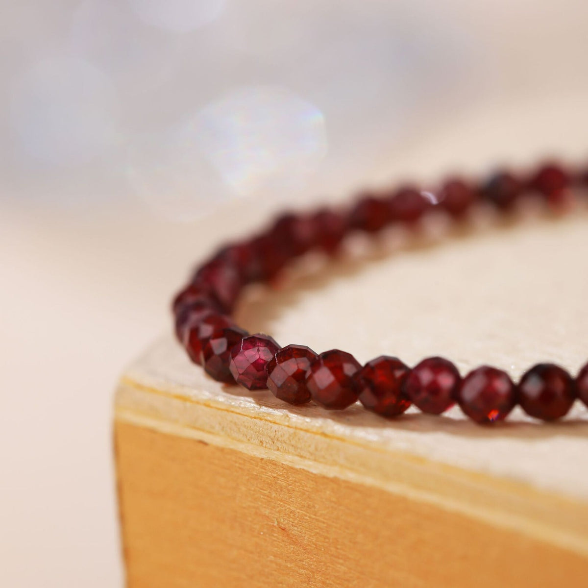 Natural Red Garnet Beads Healing Emotional Balance Women Dainty Crystal Bracelet