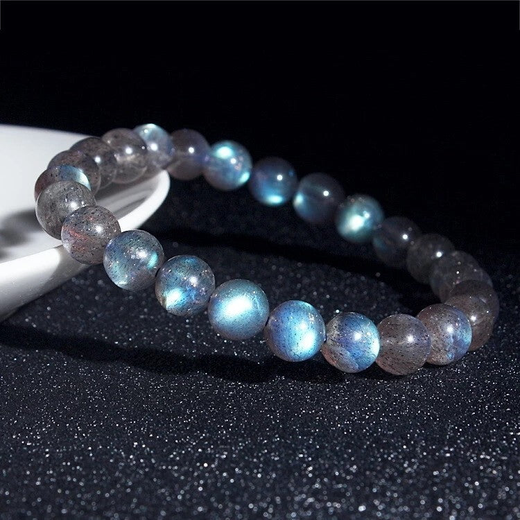 Labradorite 8MM Round Beads Handmade Healing Luck Women Stretch Bracelet Gift
