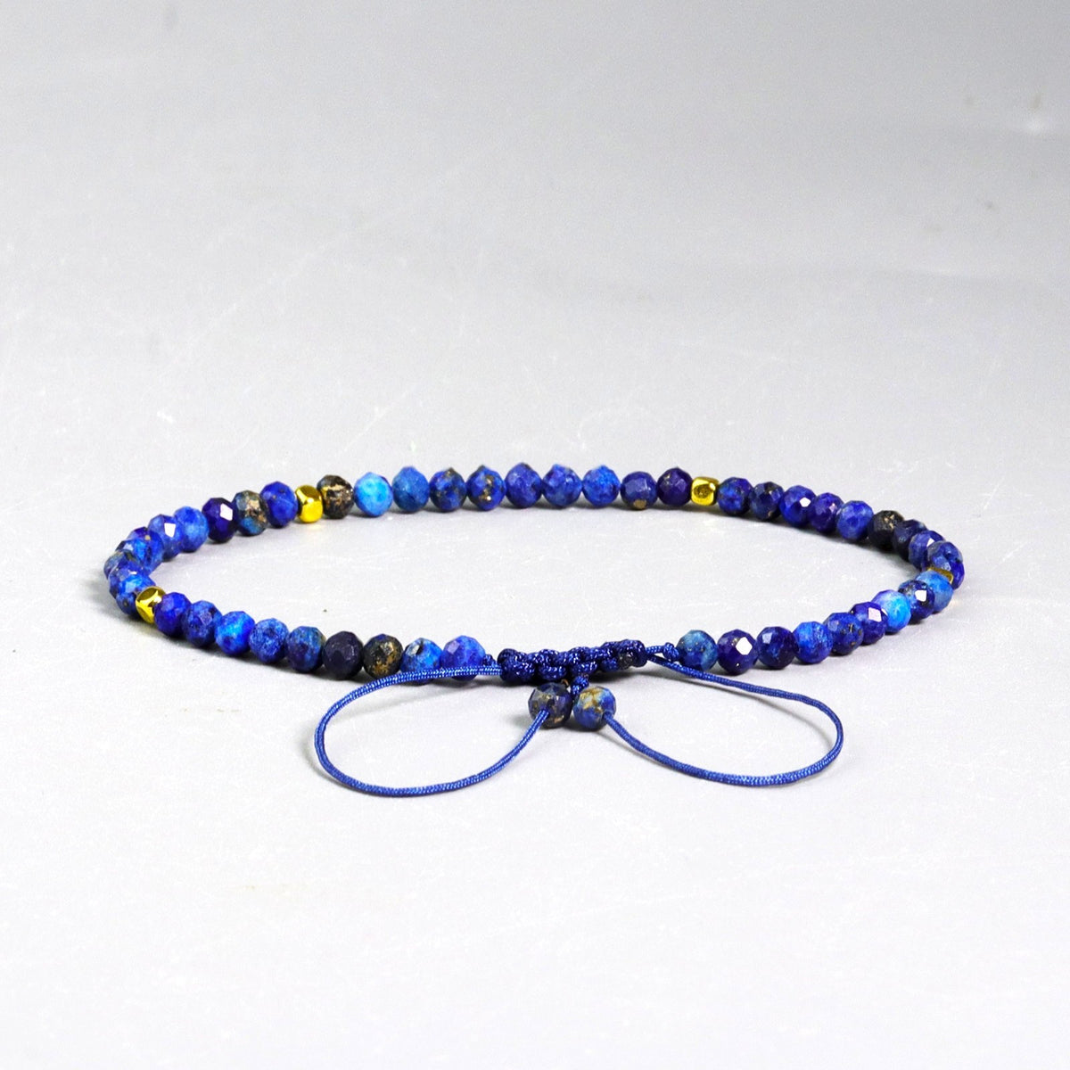 Real Lapis Lazuli Bracelet 3mm Faceted Beads Adjustable Healing Crystal Bracelet