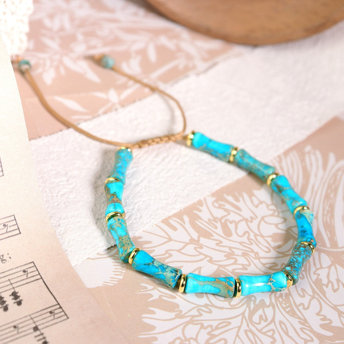 Handmade 4mm Turquoise Beads Tibetan Healing Reiki Dainty Women Girls Bracelet