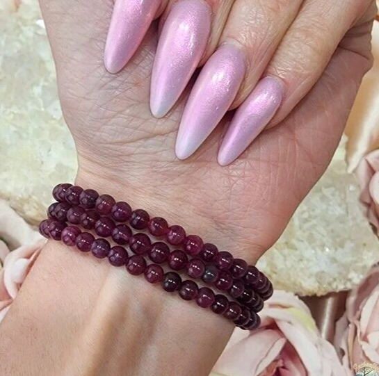 Premium Garnet 5mm Round Bead Healing Reiki Balance Women Stone Bracelet Gift