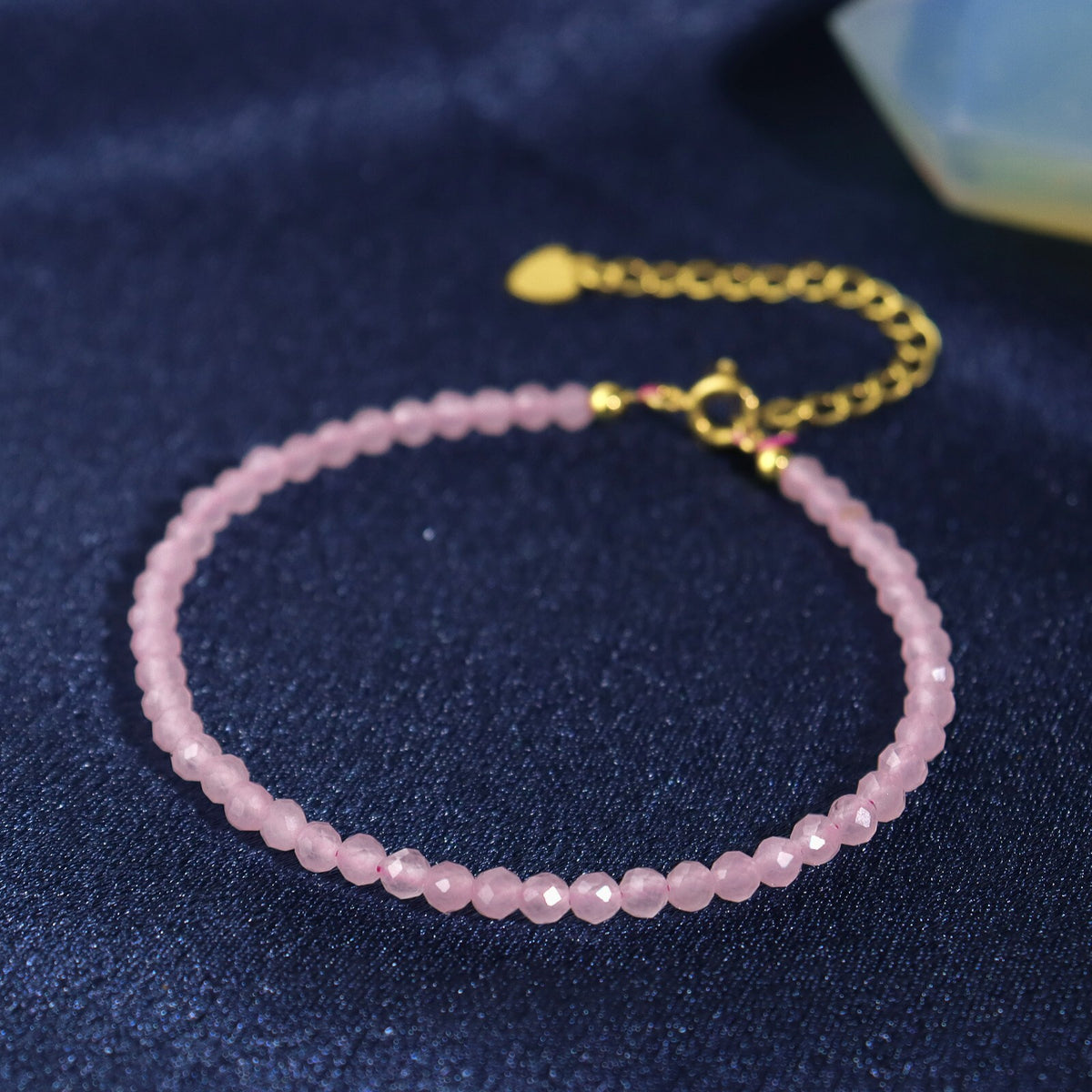 Rose Quartz Beads Gemstone Healing Protection Anxiety Relief Women Bracelet Gift