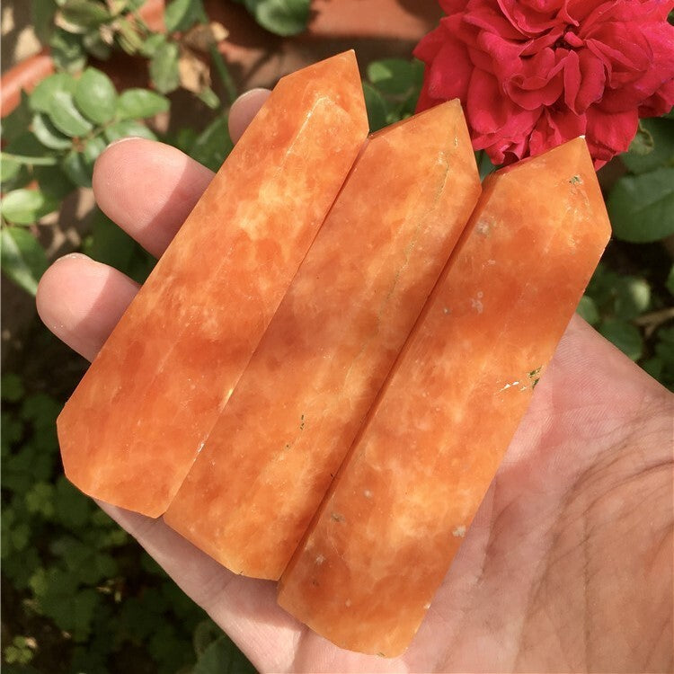 Natural Sunstone Healing Meditation Crystal Tower Point Wand Reiki Obelisk Gift