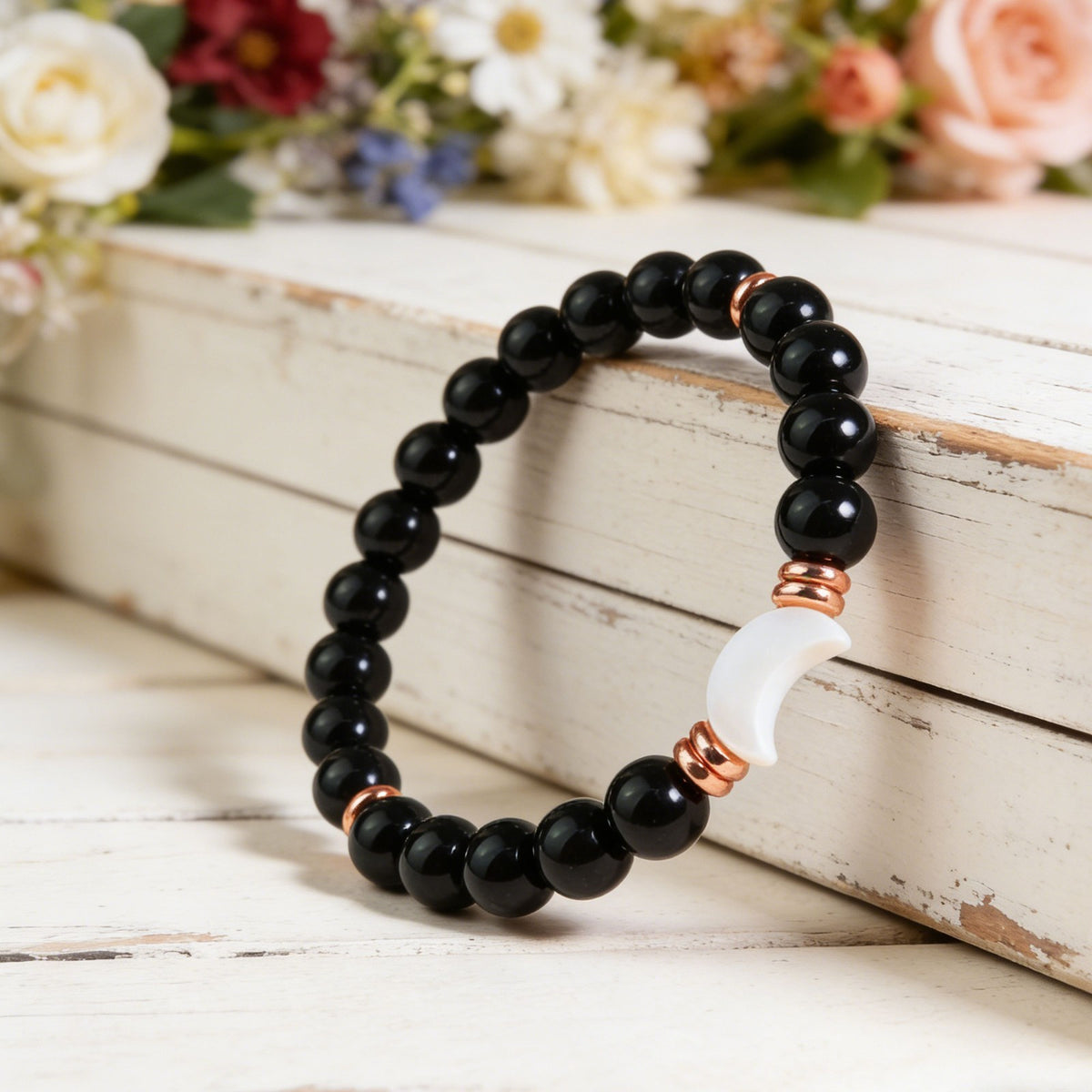 Moon Phase Lunar Energy Black Tourmaline Healing Energy Attracts Pearl Bracelet