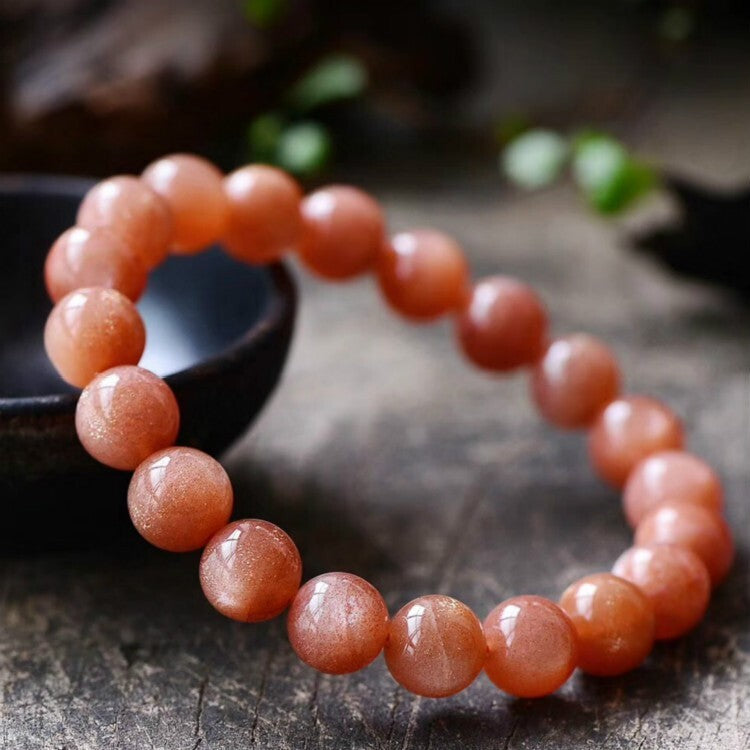 Orange Moonstone Natural Sunstone 7mm Beads Healing Balance Reiki Women Bracelet
