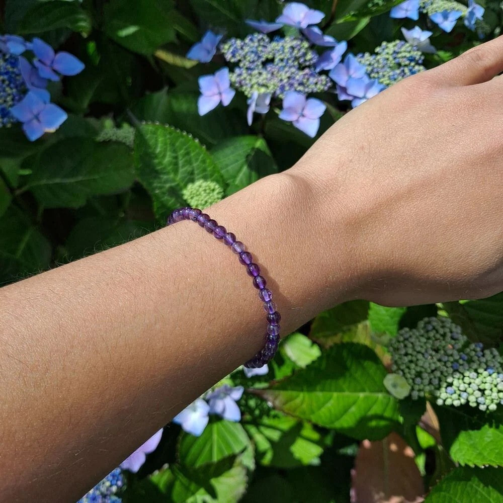 Amethyst 4mm Beads Healing Tranquility Stress Relief Stone Stretch Bracelet Gift