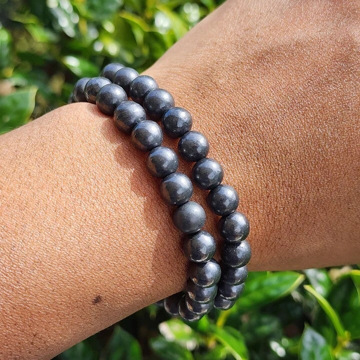 Natural Shungite 6mm Beads Healing Women Men EMF Protection Bracelet Gift