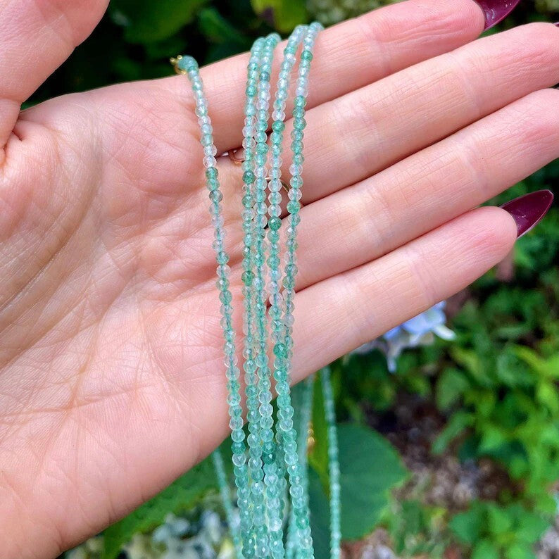 Tiny Aventurine Beaded Choker Healing Dainty Women Crystal Boho Necklace Gifts