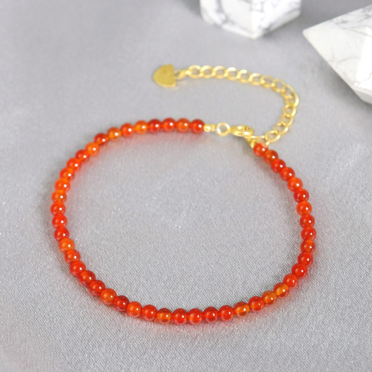 Carnelian 3mm Beaded Healing Minimalist Dainty Women Courage Confident Bracelet
