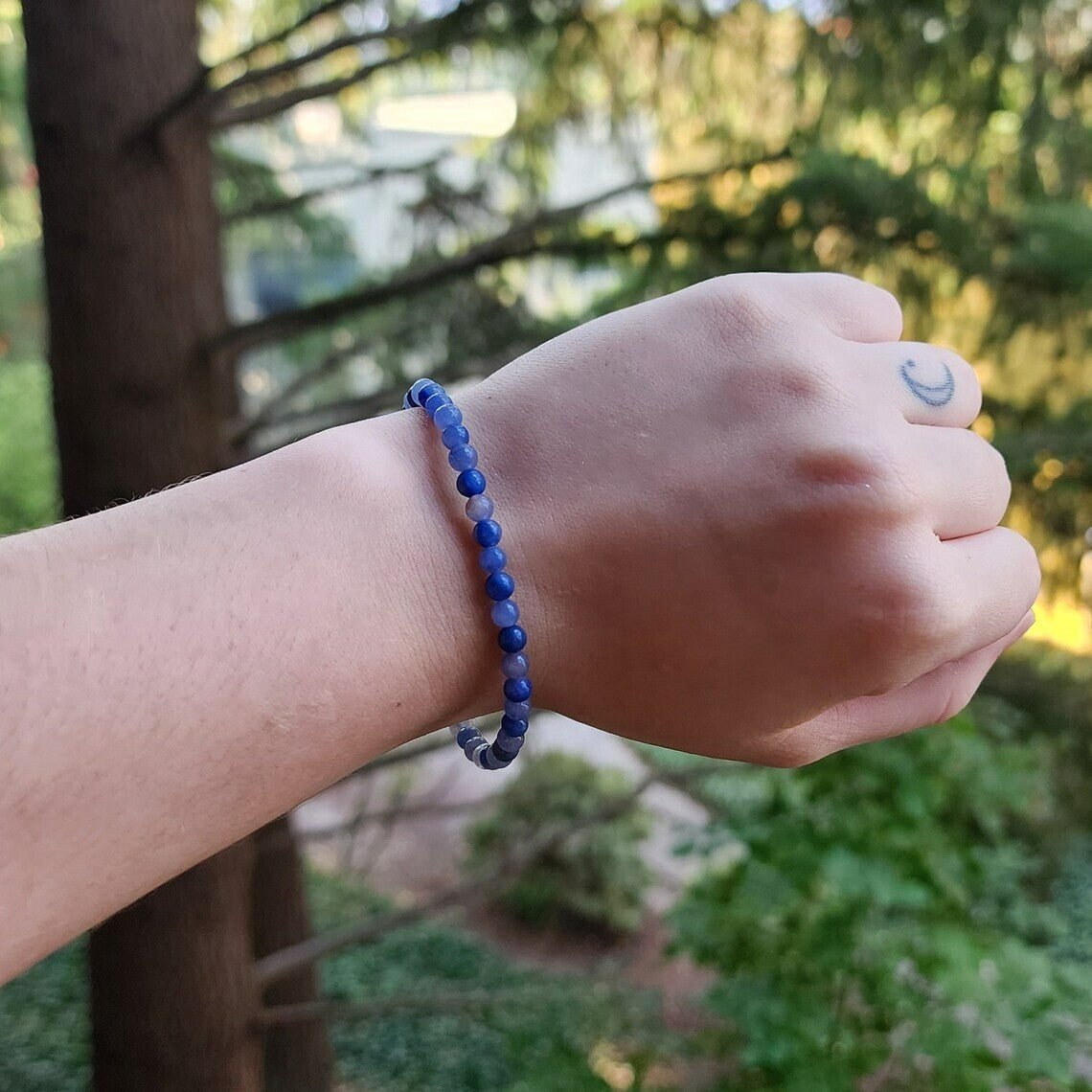 Blue Aventurine 4mm Bead Healing Anxiety Relief Women Men Stretch Bracelet Gift