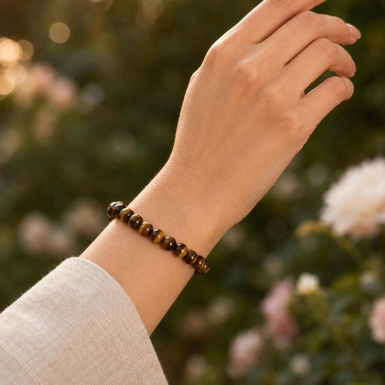 4Pcs Tiger Eye 8mm Beads Gemstone Healing Stacking Women Bracelet Christmas Gift