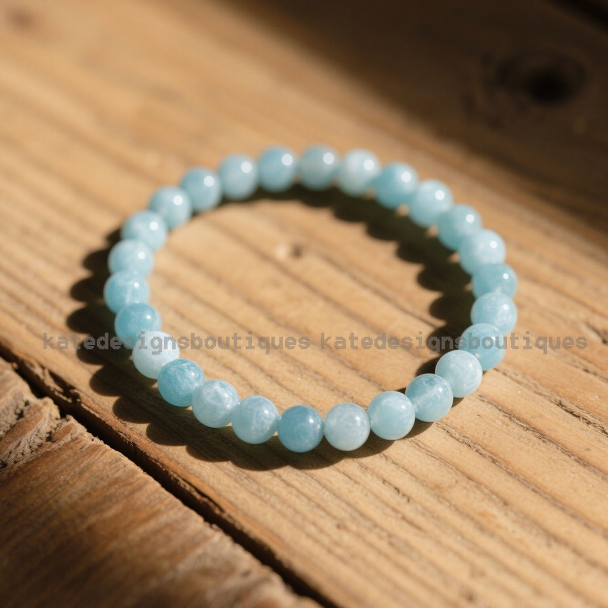 Aquamarine 8mm Round Bead Bracelet Crystal Blue Stone Bracelet for Healing Reiki