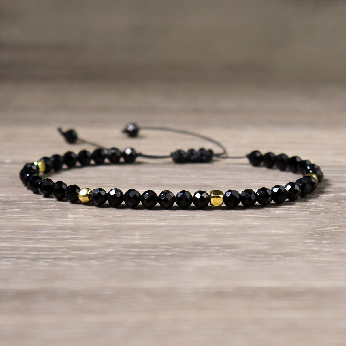 Handmade 4mm black spinel Bead Healing Reiki Amulet Dainty Women Bracelet Gift