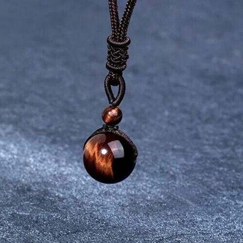 Talisman Red Tiger's Eye 16mm Bead Pendant Healing Reiki Women Men Necklace Gift