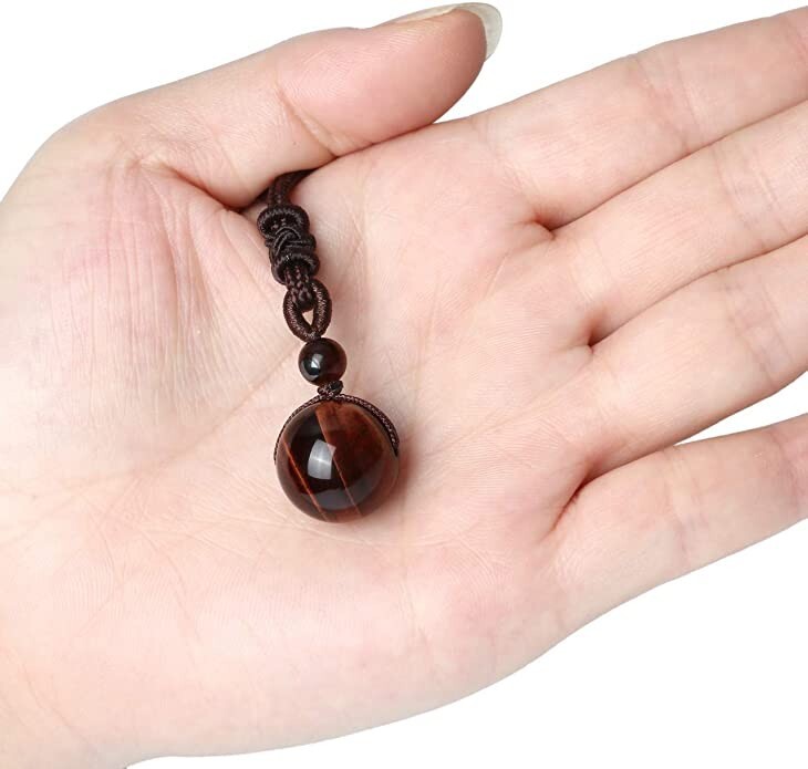 Talisman Red Tiger's Eye 16mm Bead Pendant Healing Reiki Women Men Necklace Gift