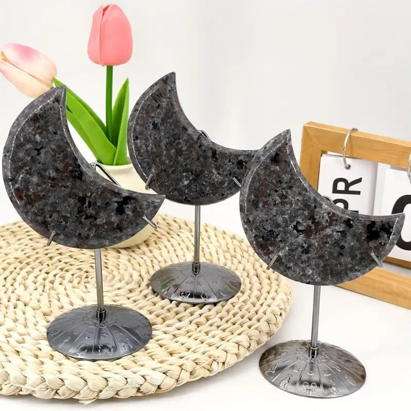 8-9cm Yooperlite Carved Crescent Moon UV Florescent Glowing Crystal Decor Gift