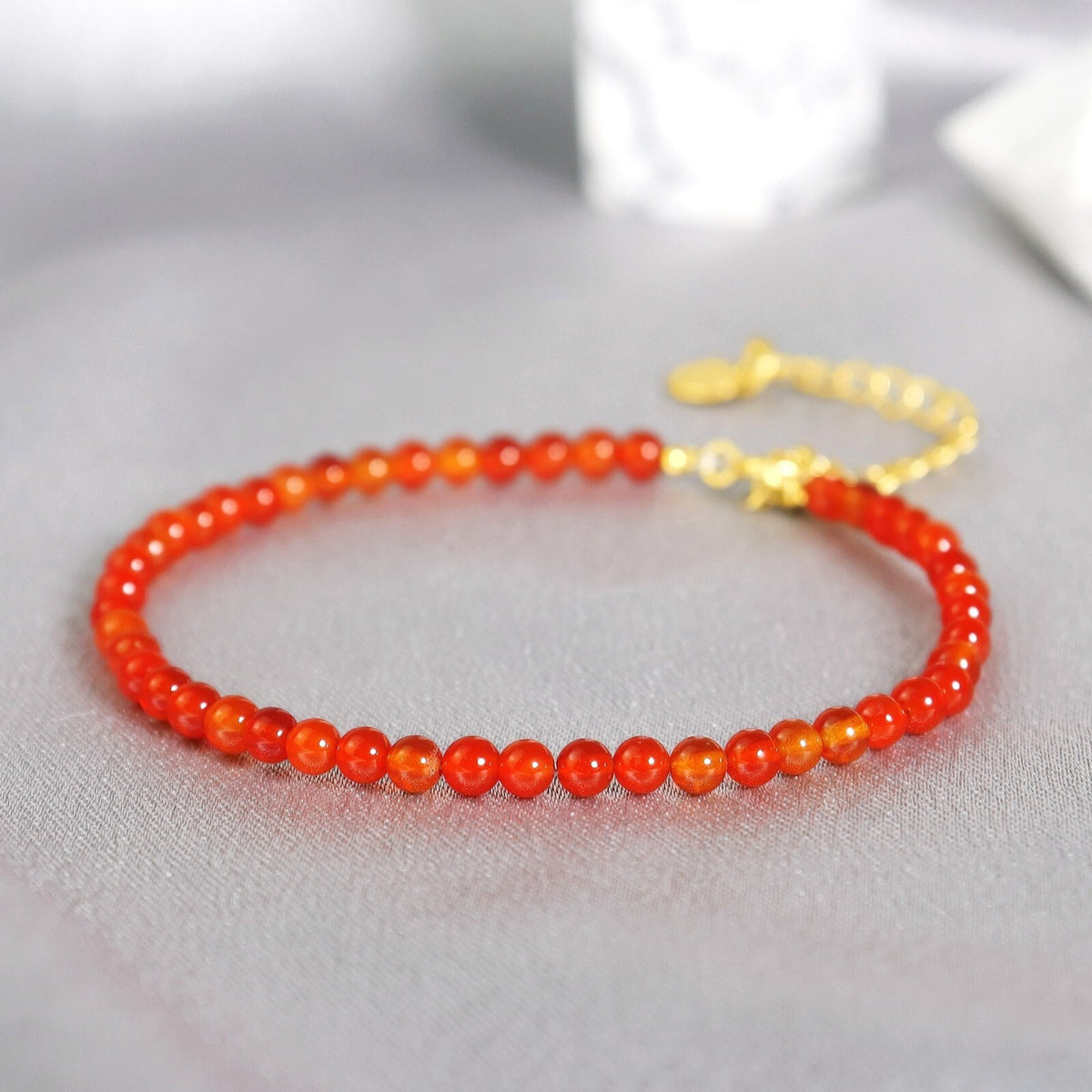 Carnelian 3mm Beaded Healing Minimalist Dainty Women Courage Confident Bracelet