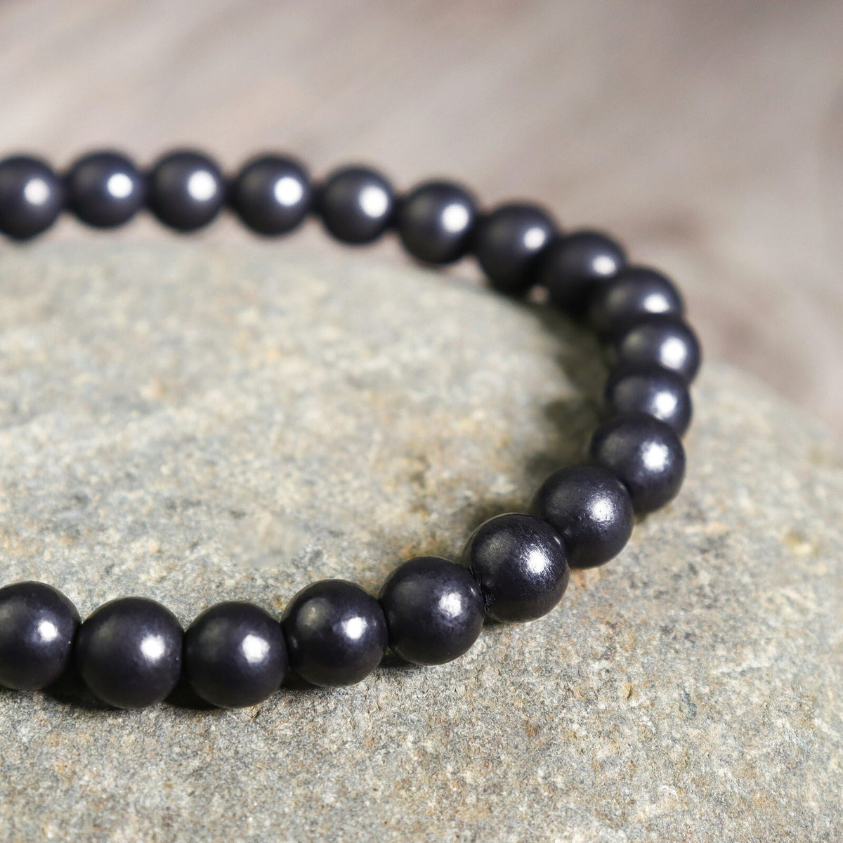 Natural Shungite 6mm Beads Healing Women Men EMF Protection Bracelet Gift